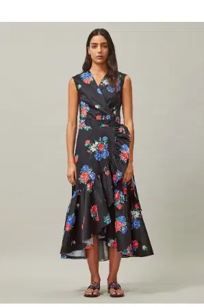 美品✨Tory Burch ワンピース カン ミンギョン 花柄 ラップ ドレス トリバーチ tory burch カンミンギョン花柄 ラップ ワンピース s
